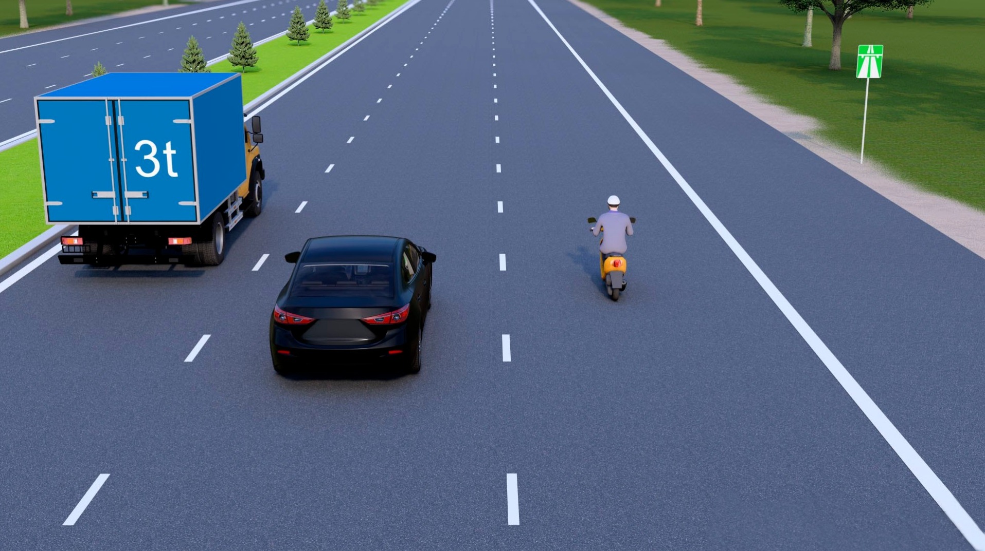 Qaysi transport vositasi haydovchisi qoida buzib harakatlanmoqda? — YHQ savoli uchun rasm