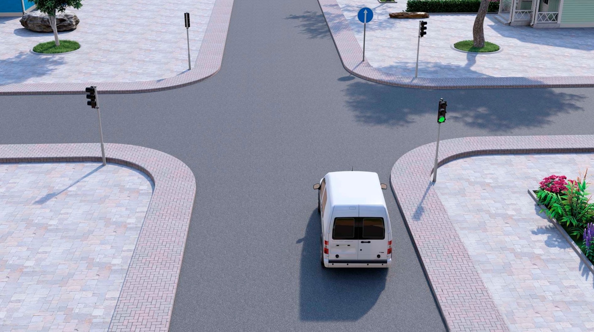 Ushbu transport vositasiga chorraha orqali qaysi yo'nalishlar bo'yicha harakatlanishga ruxsat etiladi? — YHQ savoli uchun rasm