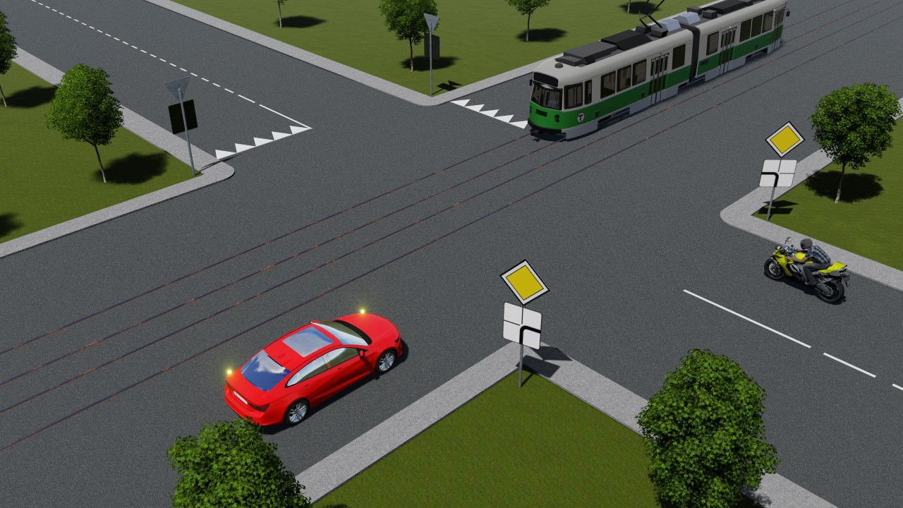 Transport vositalari chorrahani quyidagi tartibda kesib o'tadilar: — YHQ savoli uchun rasm