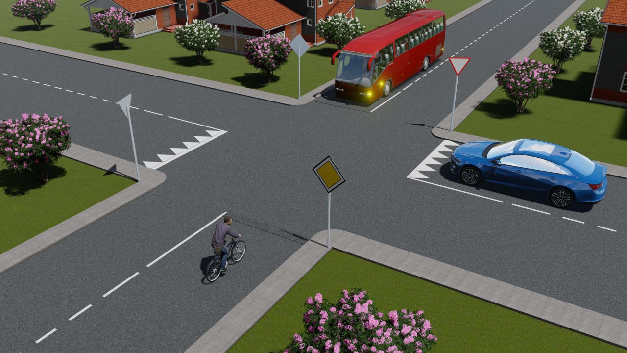 Transport vositalari chorrahani quyidagi tartibda kesib o'tadilar: — YHQ savoli uchun rasm