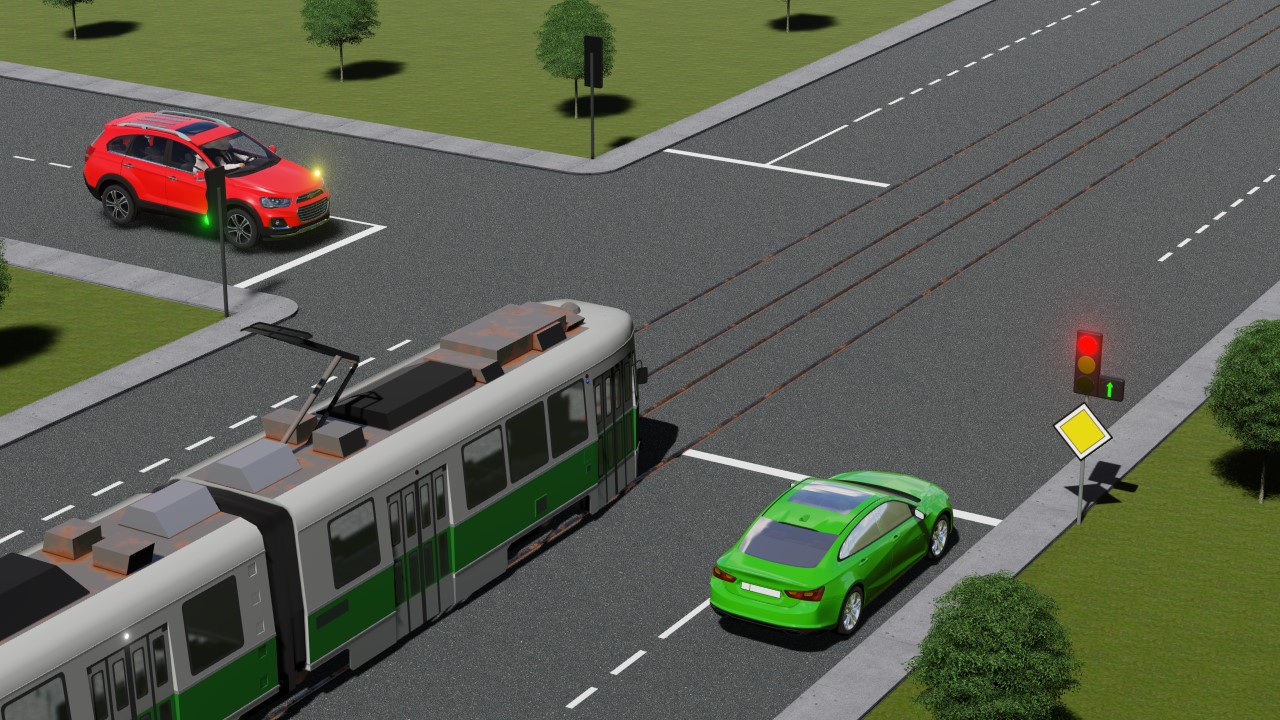 Transport vositalari chorrahani quyidagi tartibda kesib o'tadilar: — YHQ savoli uchun rasm