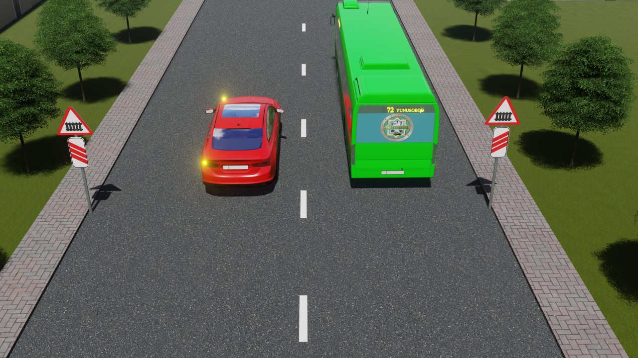 Bu joyda avtobusni quvib o'tishga ruxsat etiladimi? — YHQ savoli uchun rasm