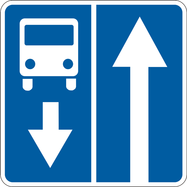 5.10.1 Belgilangan yo’nalishli transport vositalari uchun bo’lagi bor yo’l — yo'l belgisi