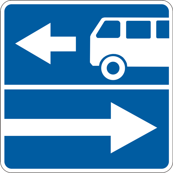 5.10.2 Belgilangan yo’nalishli transport vositalari uchun bo’lagi bor yo’l — yo'l belgisi