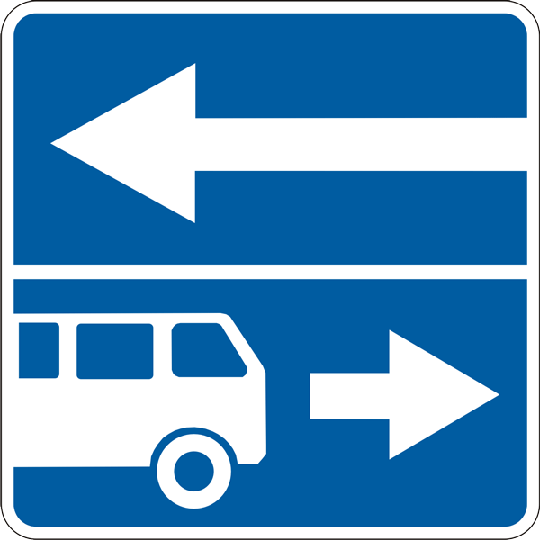 5.10.3 Belgilangan yo’nalishli transport vositalari uchun bo’lagi bor yo’l — yo'l belgisi